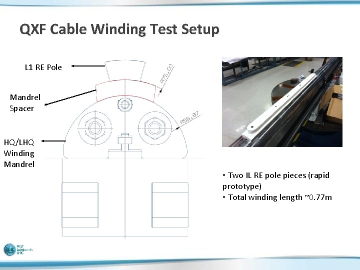 QXF Cable Winding Test Setup L 1 RE Pole Mandrel Spacer HQ/LHQ Winding Mandrel