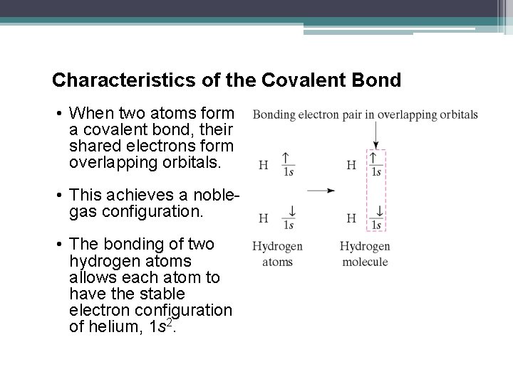 Characteristics of the Covalent Bond • When two atoms form a covalent bond, their