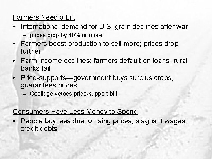 Farmers Need a Lift • International demand for U. S. grain declines after war