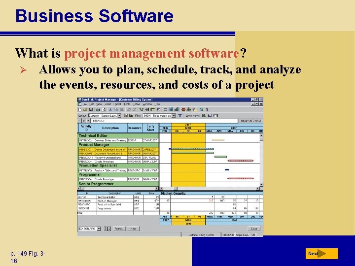 Business Software What is project management software? Ø Allows you to plan, schedule, track,