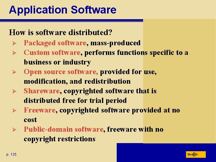 Application Software How is software distributed? Ø Ø Ø p. 135 Packaged software, mass-produced