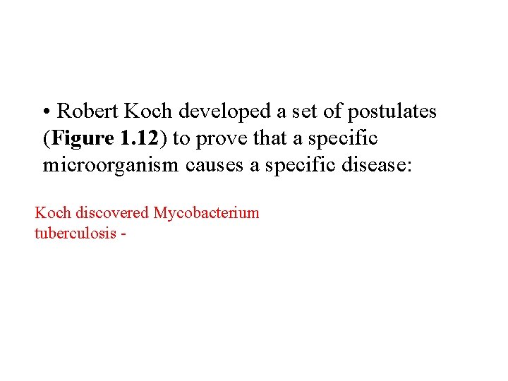  • Robert Koch developed a set of postulates (Figure 1. 12) to prove