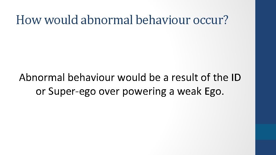 How would abnormal behaviour occur? Abnormal behaviour would be a result of the ID