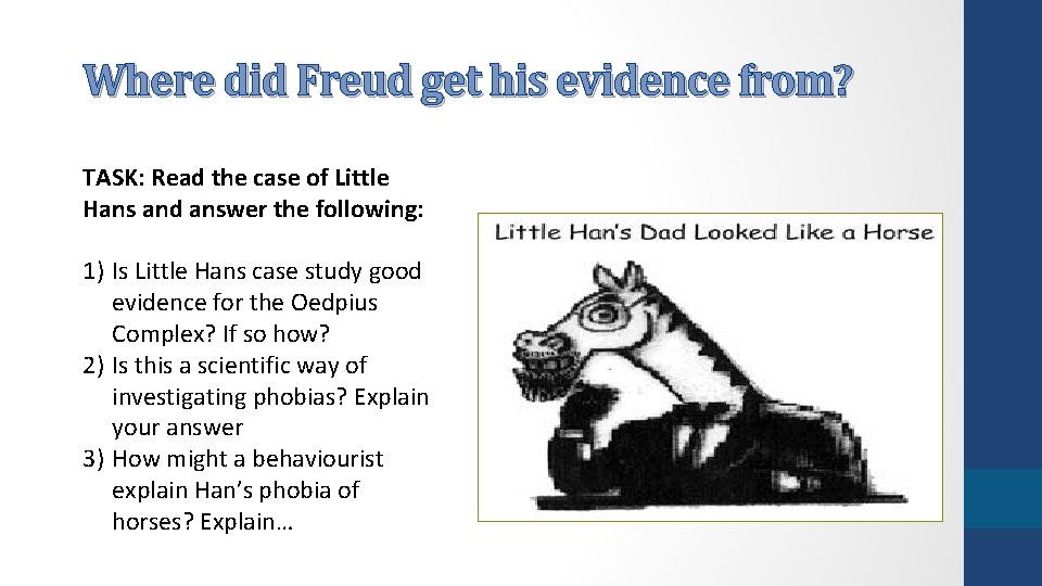 Where did Freud get his evidence from? TASK: Read the case of Little Hans