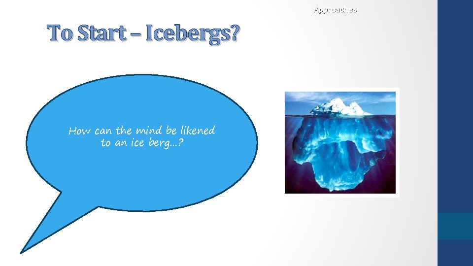 Approaches To Start – Icebergs? How can the mind be likened to an ice