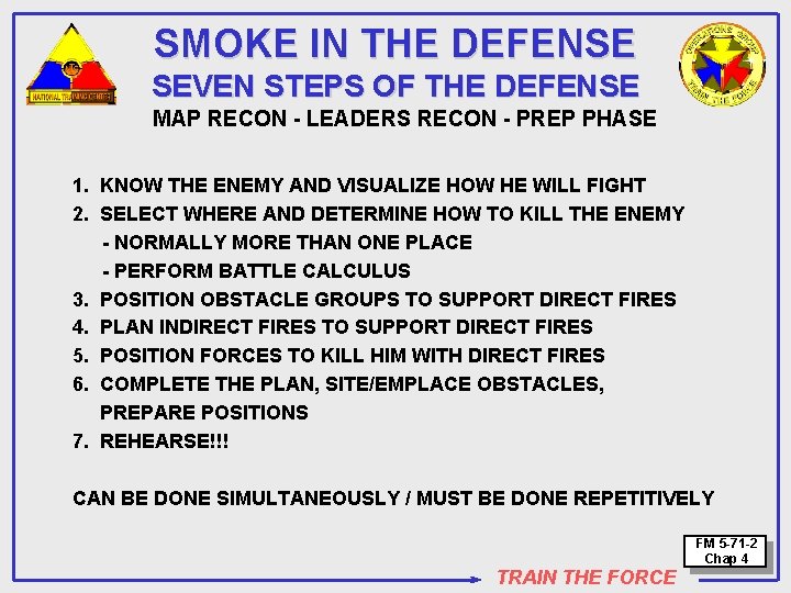 SMOKE IN THE DEFENSE SEVEN STEPS OF THE DEFENSE MAP RECON - LEADERS RECON