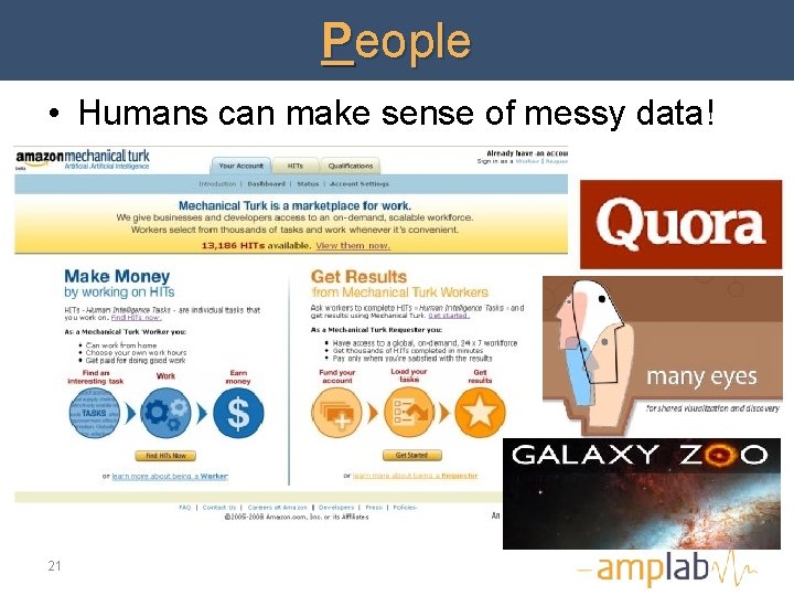 People • Humans can make sense of messy data! 21 
