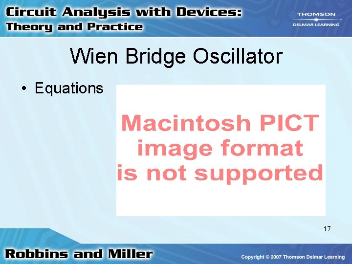 Wien Bridge Oscillator • Equations 17 