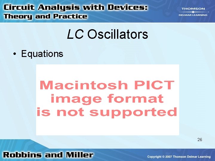 LC Oscillators • Equations 26 