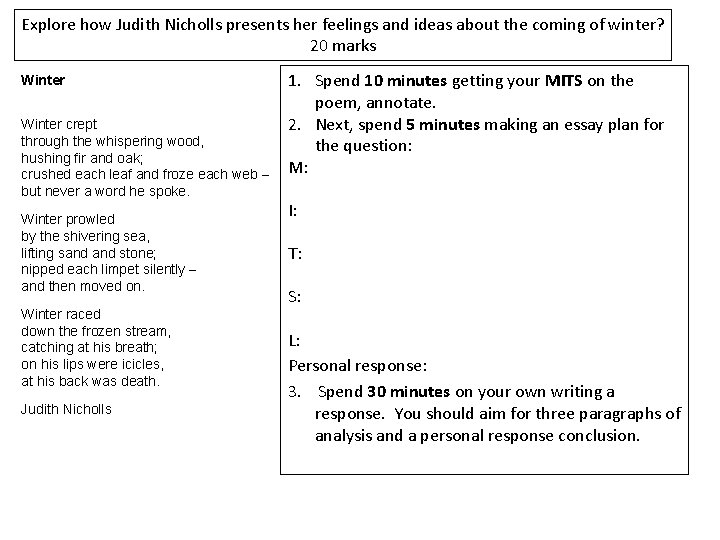 Explore how Judith Nicholls presents her feelings and ideas about the coming of winter?