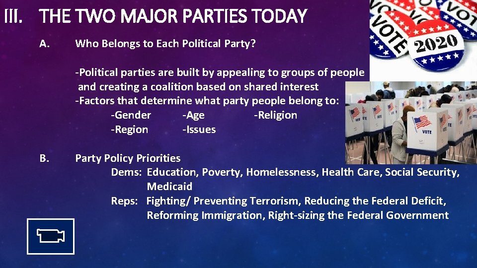 III. THE TWO MAJOR PARTIES TODAY A. Who Belongs to Each Political Party? -Political