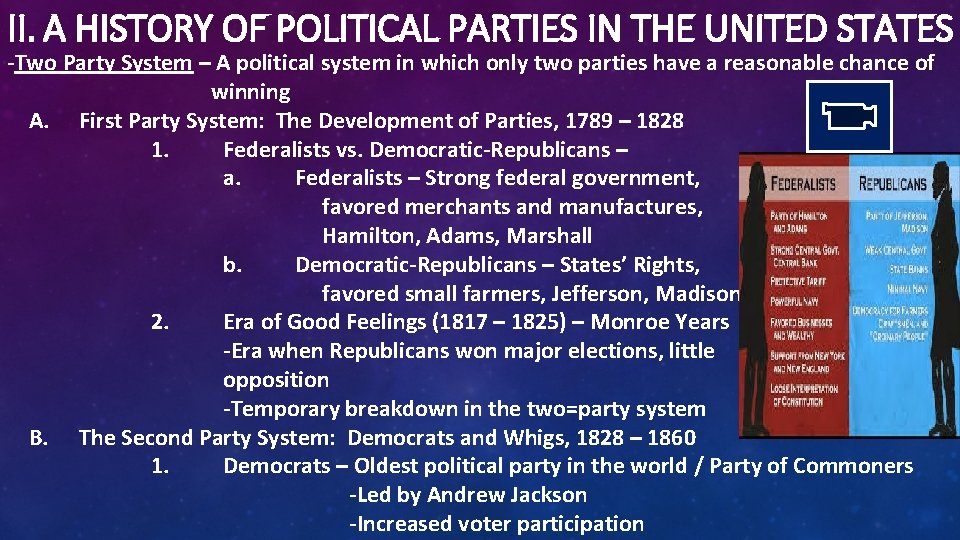 II. A HISTORY OF POLITICAL PARTIES IN THE UNITED STATES -Two Party System –