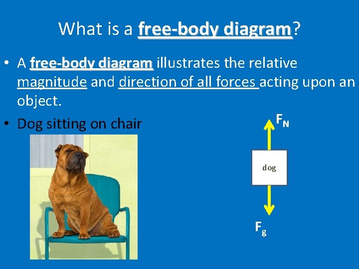 What is a free-body diagram? diagram • A free-body diagram illustrates the relative magnitude