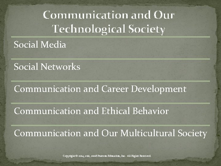 Communication and Our Technological Society Social Media Social Networks Communication and Career Development Communication