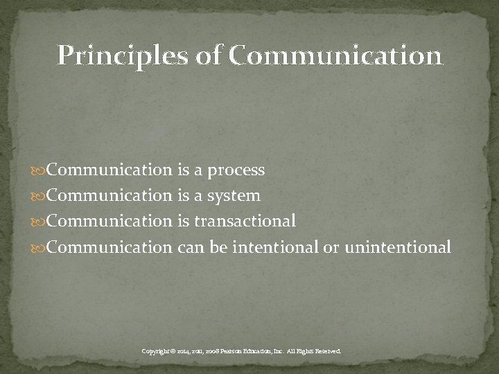 Principles of Communication is a process Communication is a system Communication is transactional Communication