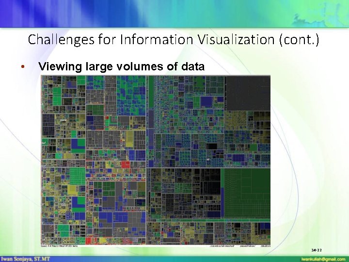 Challenges for Information Visualization (cont. ) • Viewing large volumes of data 14 -22