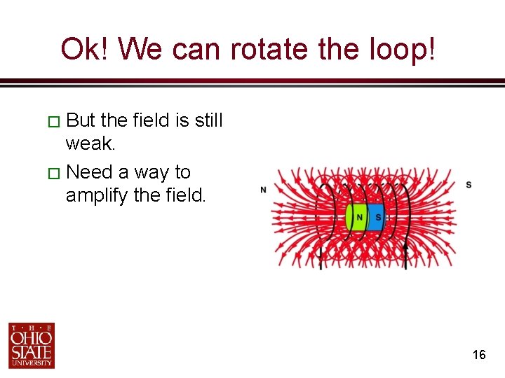 Ok! We can rotate the loop! � But the field is still weak. �