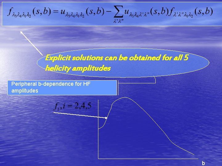 Explicit solutions can be obtained for all 5 helicity amplitudes Peripheral b-dependence for HF