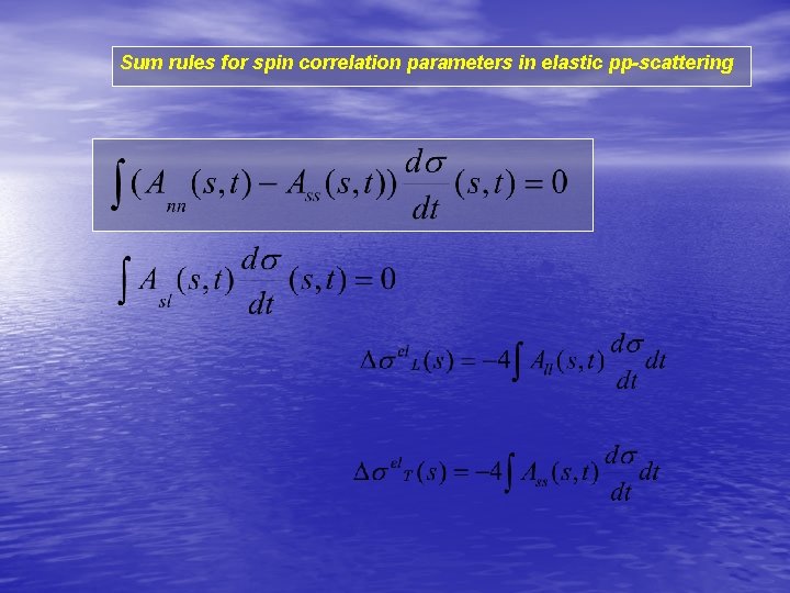 Sum rules for spin correlation parameters in elastic pp-scattering 