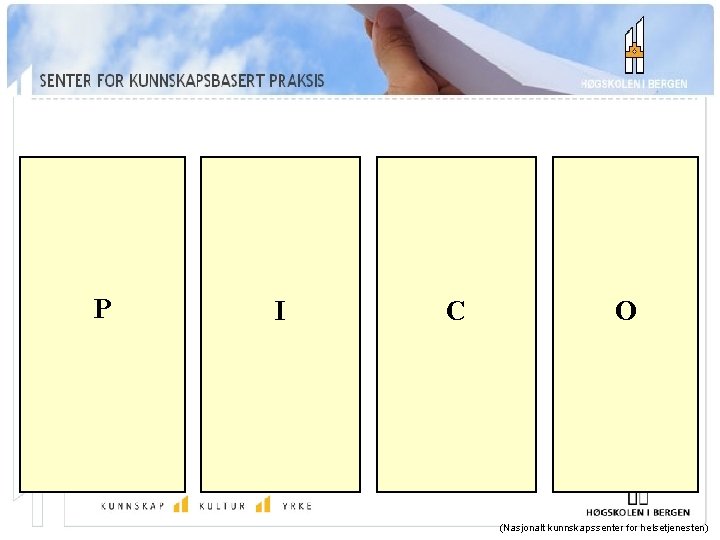 P I C O (Nasjonalt kunnskapssenter for helsetjenesten) 