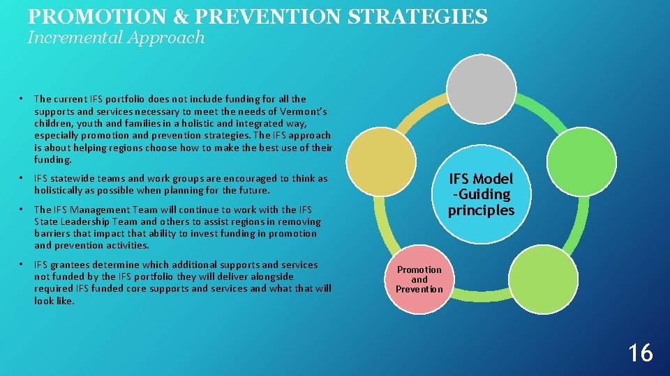 PROMOTION & PREVENTION STRATEGIES Incremental Approach • The current IFS portfolio does not include