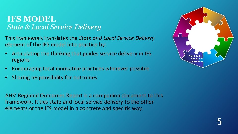 IFS MODEL State & Local Service Delivery This framework translates the State and Local