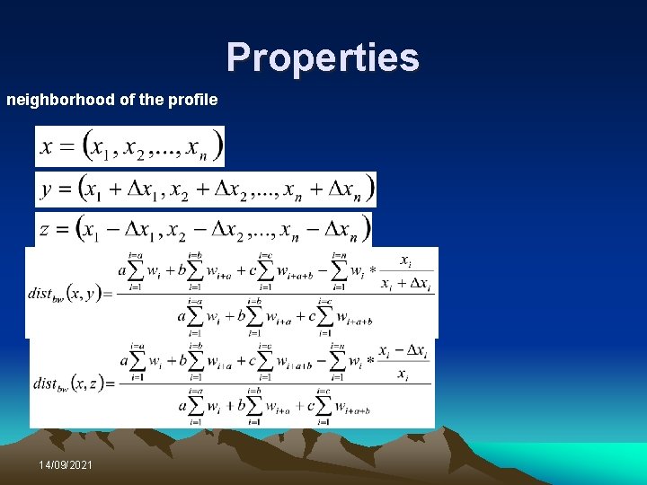 Properties neighborhood of the profile 14/09/2021 