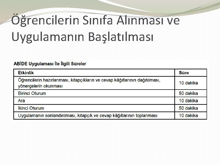 Öğrencilerin Sınıfa Alınması ve Uygulamanın Başlatılması 