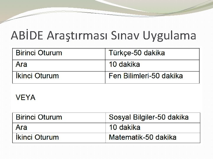 ABİDE Araştırması Sınav Uygulama 