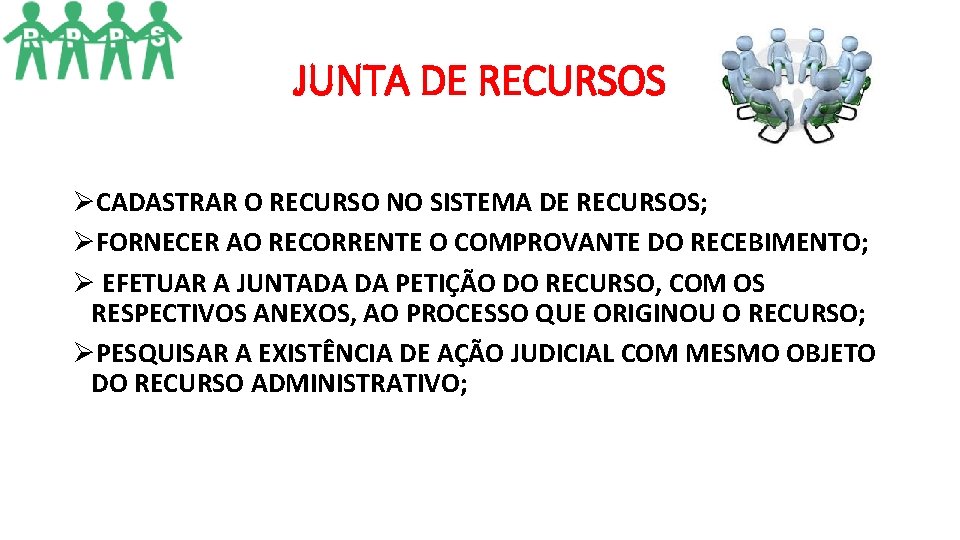JUNTA DE RECURSOS ØCADASTRAR O RECURSO NO SISTEMA DE RECURSOS; ØFORNECER AO RECORRENTE O JUNTA DE RECURSOS ØCADASTRAR O RECURSO NO SISTEMA DE RECURSOS; ØFORNECER AO RECORRENTE O