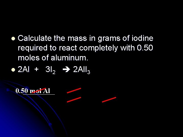 Calculate the mass in grams of iodine required to react completely with 0. 50