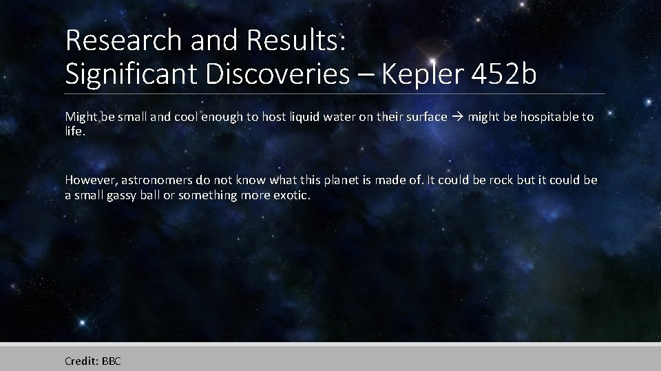 Research and Results: Significant Discoveries – Kepler 452 b Might be small and cool