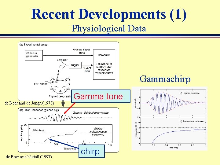 Recent Developments (1) Physiological Data Gammachirp de Boer and de Jongh (1978) de Boer