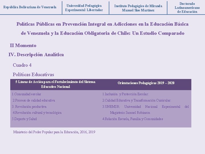 República Bolivariana de Venezuela Universidad Pedagógica Experimental Libertador Instituto Pedagógico de Miranda Manuel Siso