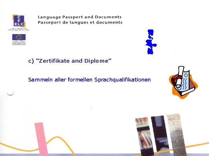 c) “Zertifikate and Diplome” Sammeln aller formellen Sprachqualifikationen 