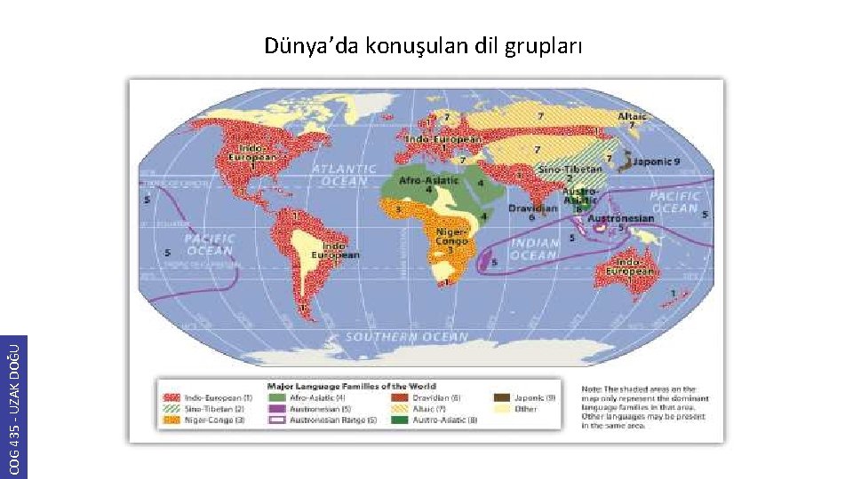 COG 435 - UZAK DOĞU Dünya’da konuşulan dil grupları 