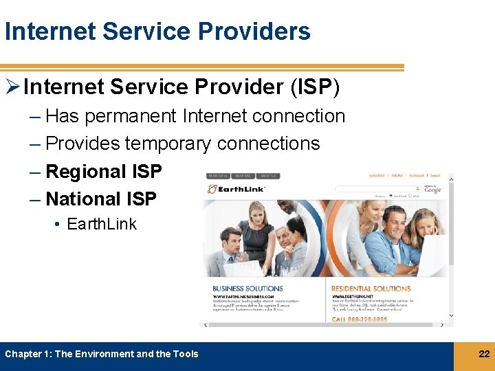 Internet Service Providers Ø Internet Service Provider (ISP) – Has permanent Internet connection – Internet Service Providers Ø Internet Service Provider (ISP) – Has permanent Internet connection –