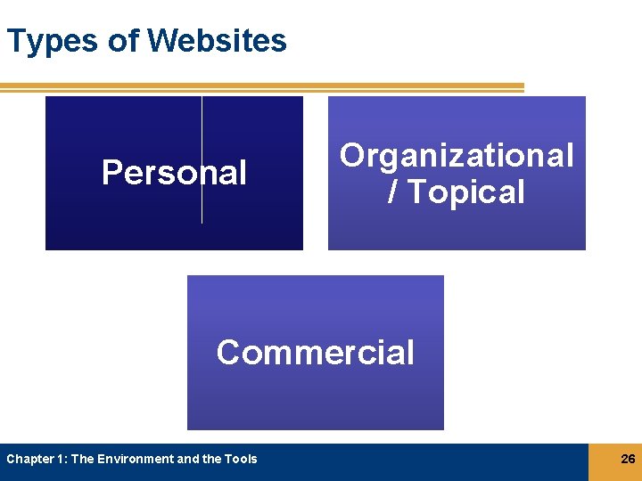 Types of Websites Personal Organizational / Topical Commercial Chapter 1: The Environment and the Types of Websites Personal Organizational / Topical Commercial Chapter 1: The Environment and the