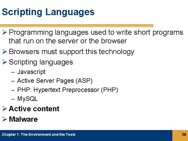 Scripting Languages Ø Programming languages used to write short programs that run on the Scripting Languages Ø Programming languages used to write short programs that run on the