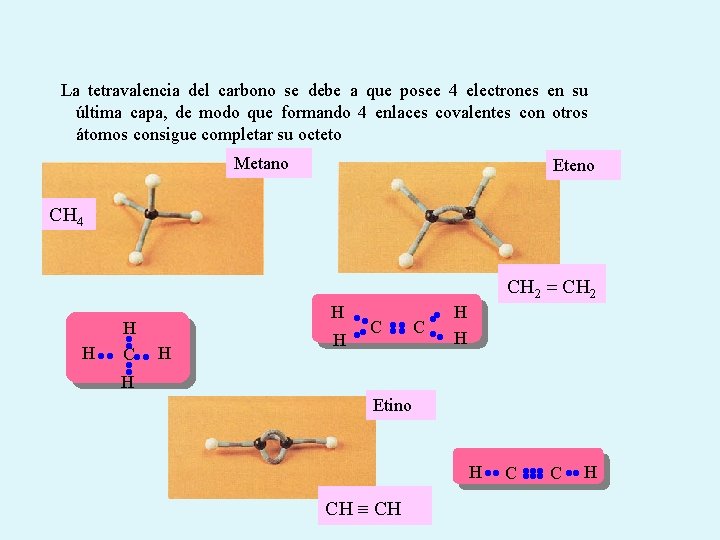 La tetravalencia del carbono se debe a que posee 4 electrones en su última