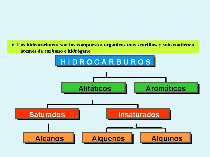  Los hidrocarburos son los compuestos orgánicos más sencillos, y solo contienen átomos de