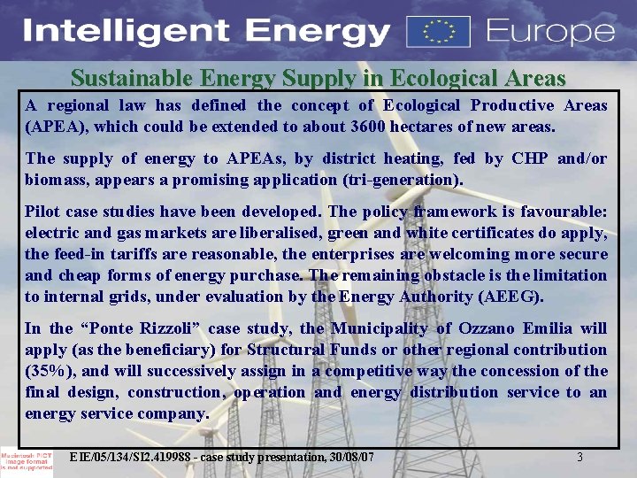 Sustainable Energy Supply in Ecological Areas A regional law has defined the concept of