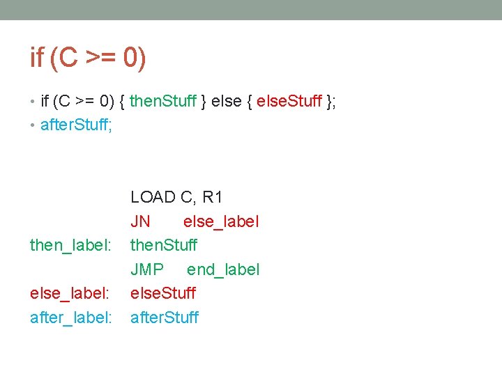 if (C >= 0) • if (C >= 0) { then. Stuff } else