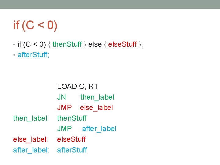 if (C < 0) • if (C < 0) { then. Stuff } else