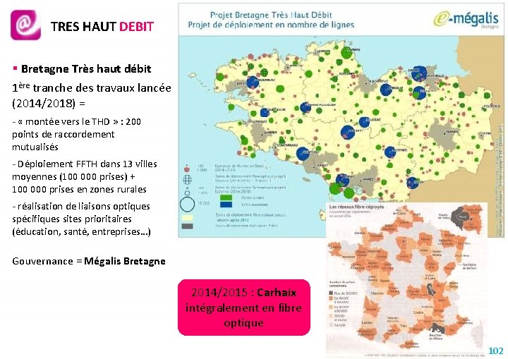 TRES HAUT DEBIT Bretagne Très haut débit 1ère tranche des travaux lancée (2014/2018) =