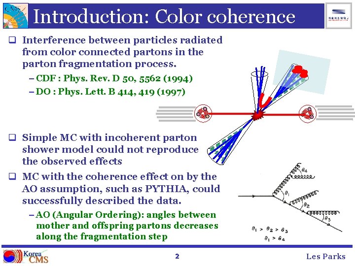 Introduction: Color coherence q Interference between particles radiated from color connected partons in the