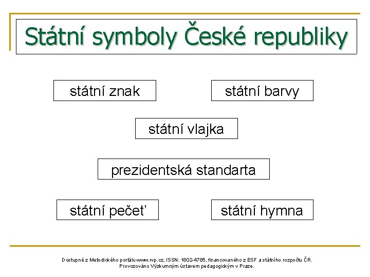 Státní symboly České republiky státní znak státní barvy státní vlajka prezidentská standarta státní pečeť