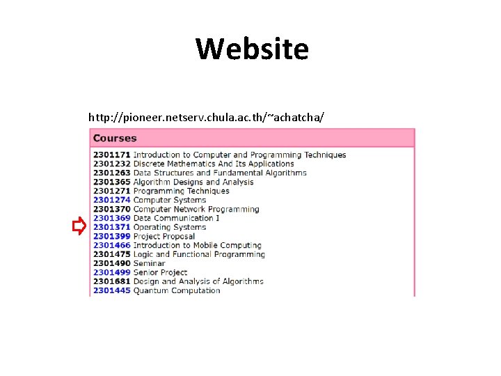 Website http: //pioneer. netserv. chula. ac. th/~achatcha/ 