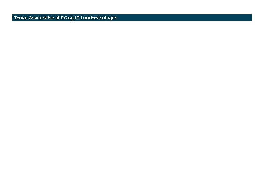 Tema: Anvendelse af PC og IT i undervisningen 