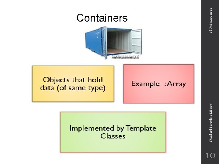 Standard Template Library 06 February 2022 Containers 10 